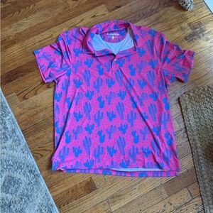 Chubbies Pink Cactus Polo Shirt size: Large